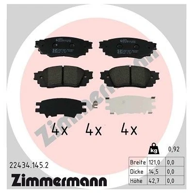 Imagem de ZIMMERMANN 22434.145.2 Jogo de pastilhas para travão disco TOYOTA: C HR