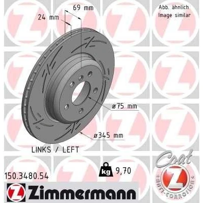 Imagem de ZIMMERMANN BLACK Z 150.3480.54 Disco de travão 345 24 6/5 5 120 interior ventilado, fendido revestido alto carbono BMW: 7, Sedan, Touring