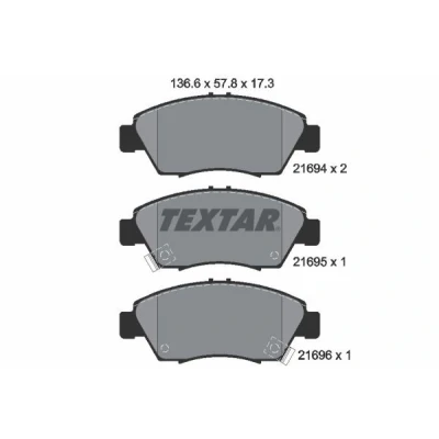 Imagem de TEXTAR 2169401 Jogo de pastilhas para travão disco com avisador sonoro desgaste HONDA: CIVIC 6 Stufenheck, 7 Hatchback, Fastback