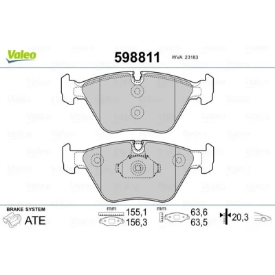 Imagem de VALEO 598811 Jogo de pastilhas para travão disco Eixo dianteiro excl. contacto aviso desgaste com chapa anti ruído BMW: 3 Sedan, Touring