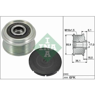 Imagem de INA 535 0026 10 Polia Roda Livre do Alternador 36,1 Ferramenta especial necessária para a montagem VOLVO: V70 2