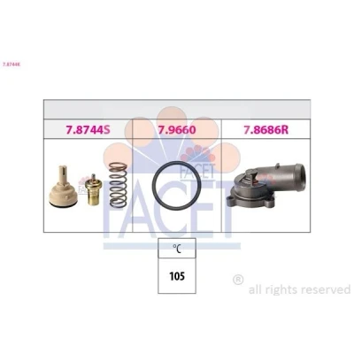 Imagem de FACET 7.8744K Termóstato, líquido de refrigeração 105oC Made in Italy OE Equivalent com conetores VOLKSWAGEN: GOLF 5, 6, Passat B7 Sedan