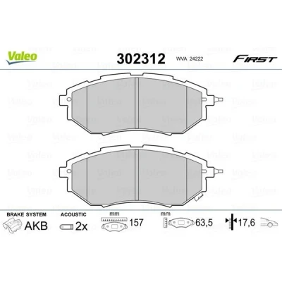 Imagem de VALEO 302312 Jogo de pastilhas para travão disco Eixo dianteiro incl. contacto aviso desgaste com chapa anti ruído SUBARU: Forester IV