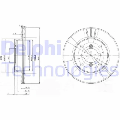 Imagem de DELPHI BG2583 Disco de travão 250 18 4 ventilado oleado não tratado sem o rolamento da roda, anel sensor do ABS SUZUKI: SWIFT 2