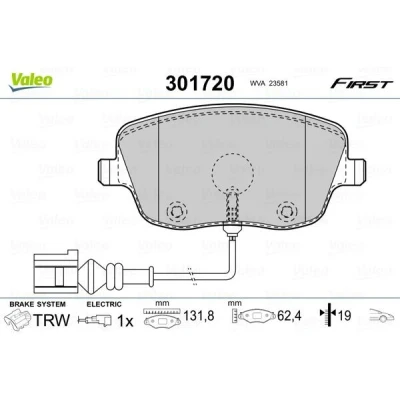 Imagem de VALEO 301720 Jogo de pastilhas para travão disco FIRST Eixo dianteiro incl. contacto aviso desgaste com chapa anti ruído SEAT: Ibiza 3