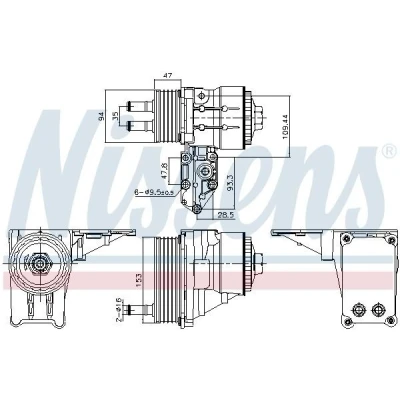 Imagem de NISSENS 91328 Radiador de Óleo com caixa do filtro óleo FORD: Transit Mk5 Van, Mk6 LAND ROVER: Defender SUV Cabrio