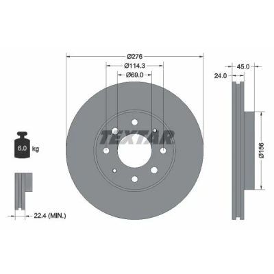 Imagem de TEXTAR 92110500 Disco de travão 276 24 04/08 114,3 interior ventilado sem pernos fixação da roda, cubo roda MITSUBISHI: GALANT 6