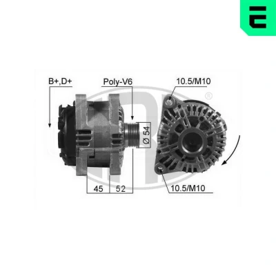 Imagem de ERA 210234A Alternador 14V 150A PEUGEOT: Partner I Van, 306 Hatchback, 206 CITROËN: Berlingo / First Xsara Picasso