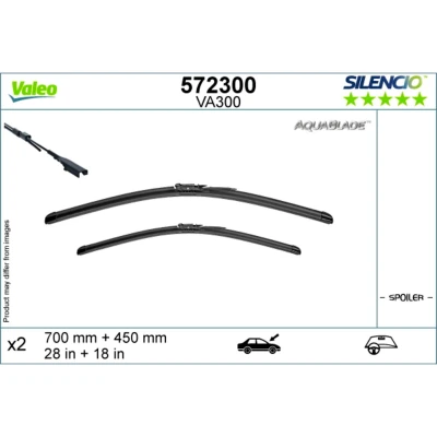Imagem de Escova do limpa vidros Valeo 572300 à frente plana Top Lock sem aquecimento