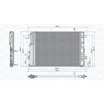 Imagem de MAGNETI MARELLI 350203758000 Condensador com secador 626x458x16 458 626 16 MERCEDES BENZ: Classe A, B