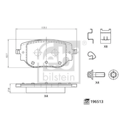 Imagem de FEBI BILSTEIN 196513 Jogo de pastilhas para travão disco Eixo traseiro excl. contacto aviso desgaste PEUGEOT: Partner III Van, Expert Van