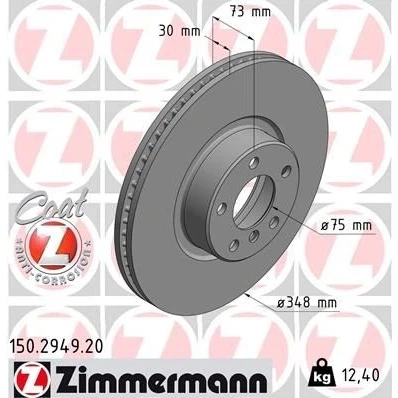 Imagem de ZIMMERMANN COAT Z 150.2949.20 Disco de travão 348 30 6/5 5 120 interior ventilado revestido alto carbono BMW: X4