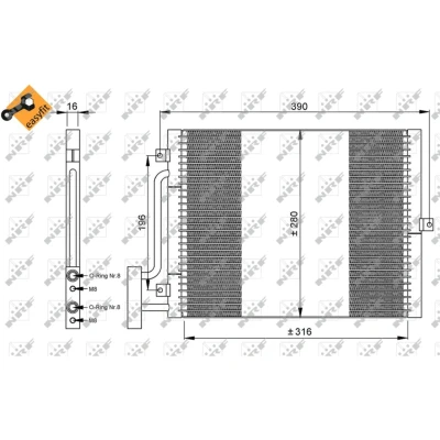 Imagem de NRF EASY FIT 35307 Condensador com retentor 16,6 Alumínio 316 PORSCHE: 911 Coupe, Boxster