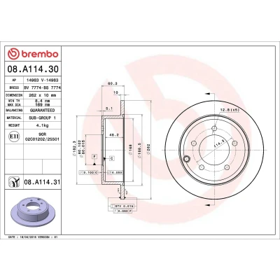 Imagem de BREMBO COATED DISC LINE 08.A114.31 Disco de travão 262 10 5 cheio revestido JEEP: Patriot, DODGE: Caliber