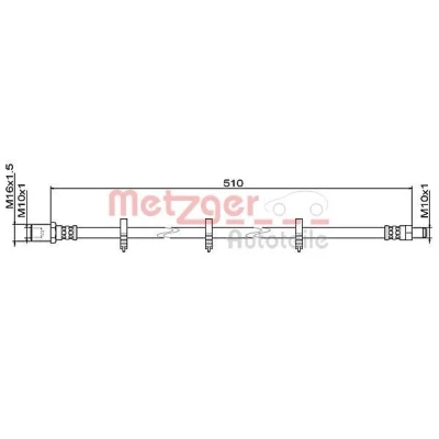 Imagem de METZGER 4111486 Mangueira de Travão 510 M10x1 IVECO: DAILY 3 Kasten/Kombi