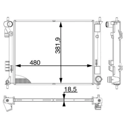 Imagem de MAHLE ORIGINAL CR 2018 000P Radiador, arrefecimento do motor 500 358 14 Aletas de refrigeração soldadas KIA: Venga