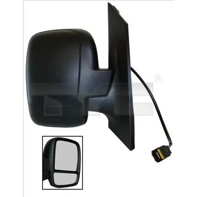 Imagem de espelho retrovisor Tyc 309 0188 esquerda preto para regulação eléctrica dos espelhos, convexo, aquecível, dobrável electricamente, com grande