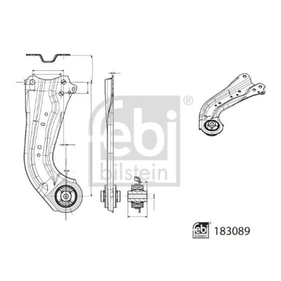 Imagem de FEBI BILSTEIN 183089 Braço de suspensão com chumaceira Eixo traseiro direito transversal Chapa aço TOYOTA: C HR
