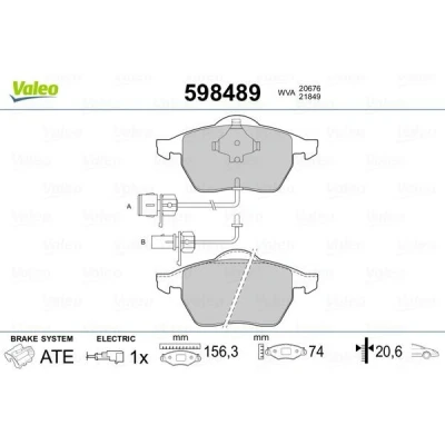Imagem de VALEO 598489 Jogo de pastilhas para travão disco Eixo dianteiro incl. contacto aviso desgaste sem chapa anti ruído VOLKSWAGEN: Sharan I