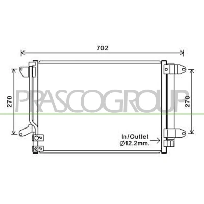 Imagem de PRASCO VG424C001 Condensador com secador 15mm 13mm Alumínio 580mm R134a