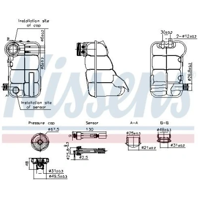 Imagem de NISSENS 996344 Depósito de Compensação Refrigerante 1,3l com sensor nível do líquido refrigeração tampa BMW: 3 Sedan, Touring, Sedan