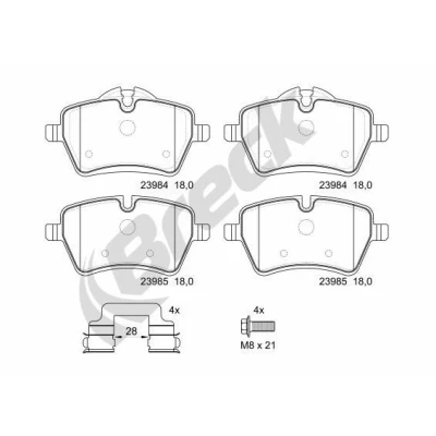 Imagem de BRECK 23984 00 701 Jogo de pastilhas para travão disco preparado indicador aviso desgaste com acessórios MINI: Hatchback, Clubman