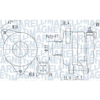 Imagem de MAGNETI MARELLI 063732121010 Alternador 14V 150A KIA: Sportage II, SORENTO 2, HYUNDAI: SANTA FE 2