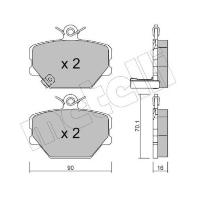 Imagem de METELLI 22 0341 0 Jogo de pastilhas para travão disco com avisador sonoro desgaste SMART: Fortwo II Coupe, City I Coupe
