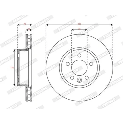 Imagem de FERODO Disco de travão VOLKSWAGEN: Crafter Van 325mm 30mm 5 16.6 ventilado revestido DDF3104C 1 2N0615301B Discos