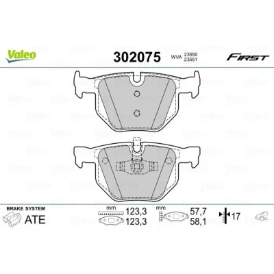 Imagem de VALEO 302075 Jogo de pastilhas para travão disco FIRST Eixo traseiro excl. contacto aviso desgaste com chapa anti ruído BMW: 3 Touring