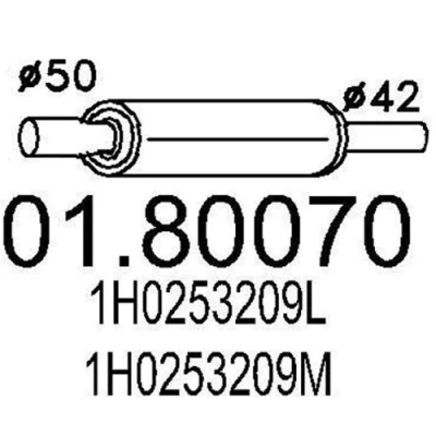 Imagem de MTS 01.80070 Silenciador Central 600 VOLKSWAGEN: GOLF 3