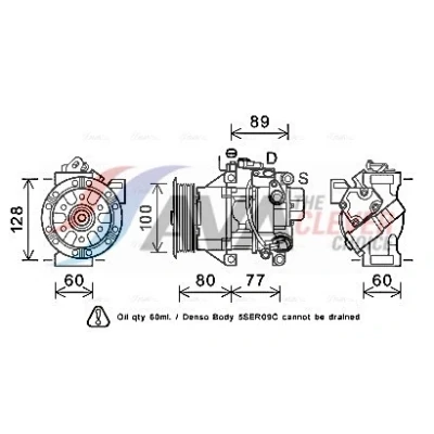 Imagem de PRASCO TOAK618 Compressor 5SER09C PAG 46 R 134a TOYOTA: Yaris II Hatchback