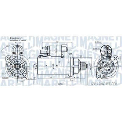 Imagem de MAGNETI MARELLI 063721508010 Motor de arranque 12V 1,7kW 13 VOLKSWAGEN: Passat B6 Variant, B7 Sedan, SEAT: Ibiza 4