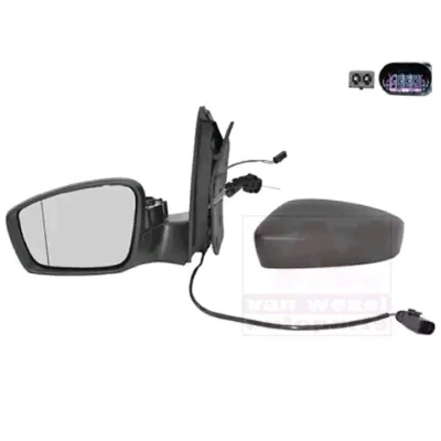 Imagem de Espelho retrovisor Van Wezel 5701803 esquerda preto rugoso completo, não esférico, para regulação manual do espelho, ajuste: por cabo de aço