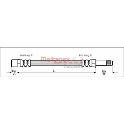 Imagem de METZGER 4111718 Mangueira de Travão 441 M10 x 1 SEAT: Ibiza 2, Inca, VOLKSWAGEN: GOLF 3, Corrado, Vento