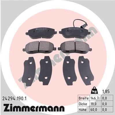 Imagem de ZIMMERMANN 24294.190.1 Jogo de pastilhas para travão disco incl. contacto aviso desgaste A imagem corresponde ao volume fornecimento