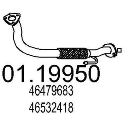 Imagem de MTS 01.19950 Tubo de escape 750 à frente para a panela central FIAT: Punto I Hatchback, LANCIA: Y