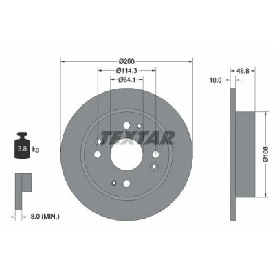 Imagem de TEXTAR 92081700 Disco de travão 260 10 04/09 114,3 cheio sem pernos fixação da roda, cubo roda HONDA: CIVIC 6 Fastback, Aerodeck