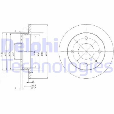 Imagem de DELPHI BG3337 Disco de travão 230 11 4 cheio oleado não tratado sem o rolamento da roda, anel sensor do ABS HYUNDAI: Atos