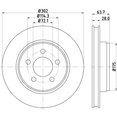 Imagem de HELLA PRO 8DD 355 119 241 Disco de travão 302 28 05/05 114,3 interior ventilado revestido sem pernos fixação da roda, cubo roda