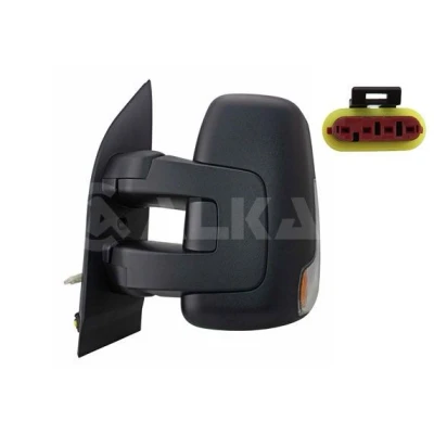Imagem de espelho retrovisor Alkar 9201250 esquerda manual com sensor de temeperatura, grande angular, Braço do curto, convexo para veículo