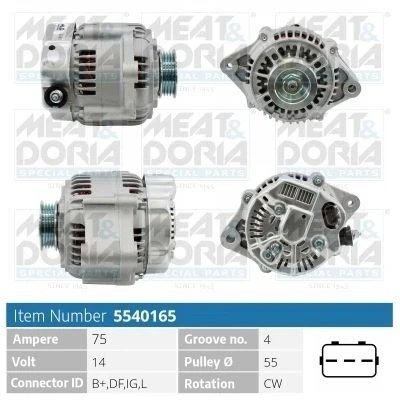 Imagem de MEAT &amp; DORIA 5540165 Alternador 14V 75A SUZUKI: SWIFT 3, Jimny SUV