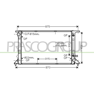 Imagem de PRASCO AD024R009 Radiador, arrefecimento do motor Alumínio 720mm 466mm 31mm com acoplamentos rápidos Aletas de refrigeração soldadas