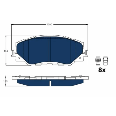 Imagem de TRW GDB3425BTE Jogo de pastilhas para travão disco não preparado indicador aviso desgaste com acessórios TOYOTA: Yaris III Hatchback