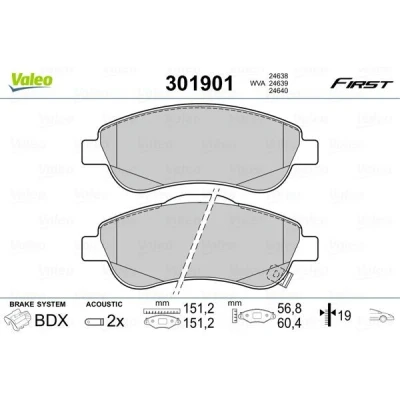 Imagem de VALEO 301901 Jogo de pastilhas para travão disco FIRST Eixo dianteiro incl. contacto aviso desgaste sem chapa anti ruído HONDA: CR V 3
