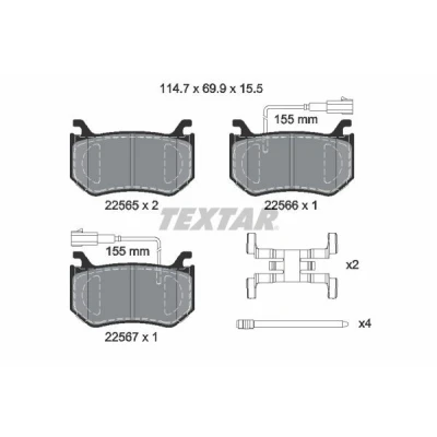 Imagem de TEXTAR 2256501 Jogo de pastilhas para travão disco incl. contacto aviso desgaste com acessórios ALFA ROMEO: Giulia Sedan, Stelvio