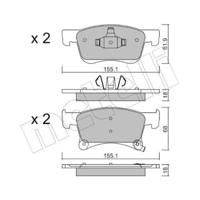 Imagem de METELLI 22 1035 0 Jogo de pastilhas para travão disco com avisador sonoro desgaste OPEL: Corsa E Hatchback, Adam