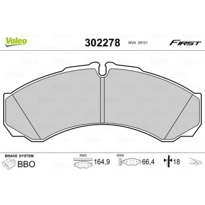Imagem de VALEO 302278 Jogo de pastilhas para travão disco Eixo dianteiro excl. contacto aviso desgaste com chapa anti ruído IVECO: DAILY 3