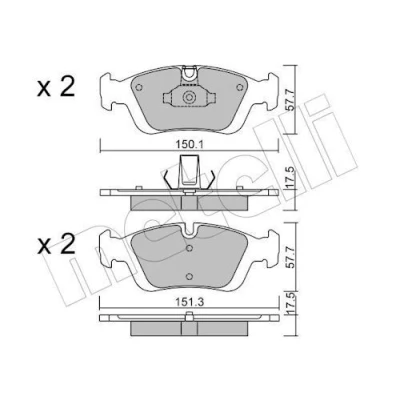 Imagem de METELLI 22 0312 0 Jogo de pastilhas para travão disco preparado indicador aviso desgaste BMW: 3 Sedan, Touring, Coupe