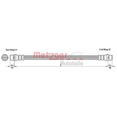 Imagem de METZGER 4110254 Mangueira de Travão 318 AUDI: A6 C6 Sedan